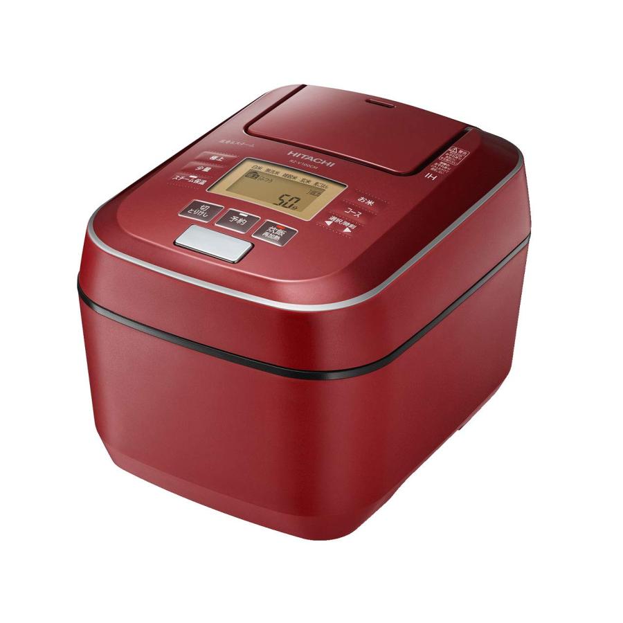 日立 炊飯器 5.5合 圧力IH ふっくら御膳 蒸気カット RZ-V100CM R メタリックレッ(中古品)