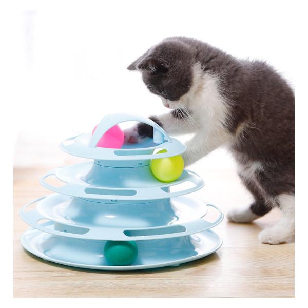 猫 おもちゃ ボール 一人遊び おしゃれ 回転 回転ボール タワー 玉 回転タワー 猫用おもちゃ ボールタワー｜natsumikan-shop｜21