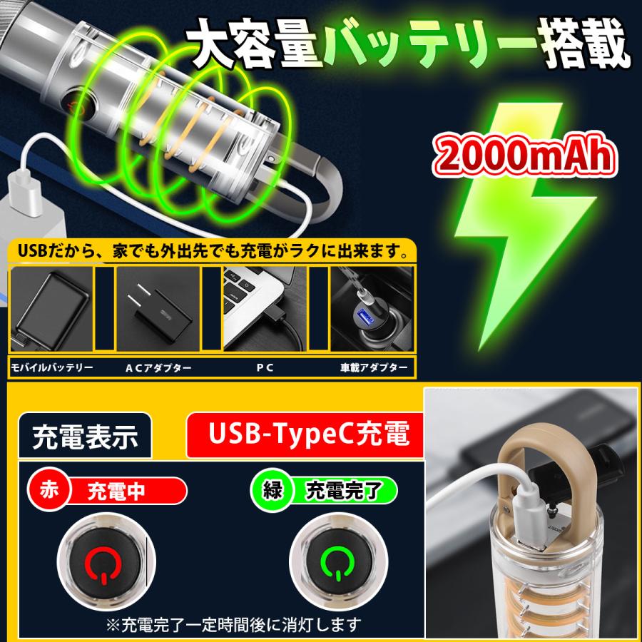 懐中電灯 ランタン ledライト led 強力 ledランタン 充電式 ライト キャンプ用品 防災 おしゃれ 小型 最強 ハンディライト usb キャンプ｜natsumikan-shop｜10