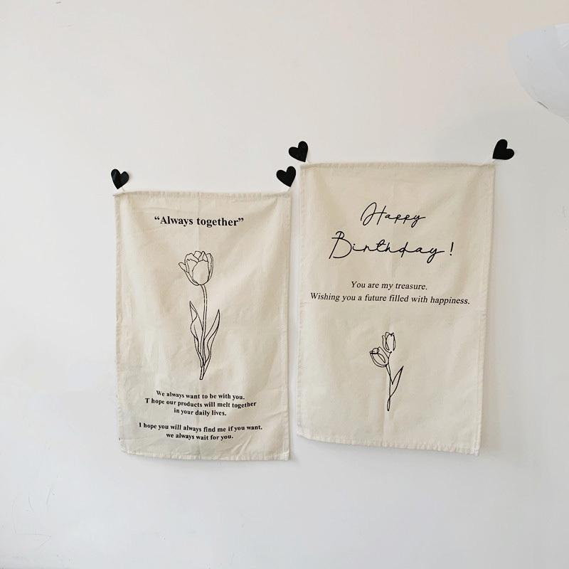 チューリップイラスト グラス コップ 冷茶 ジュース ロック ガラス製コップ 韓国レトロデザイン