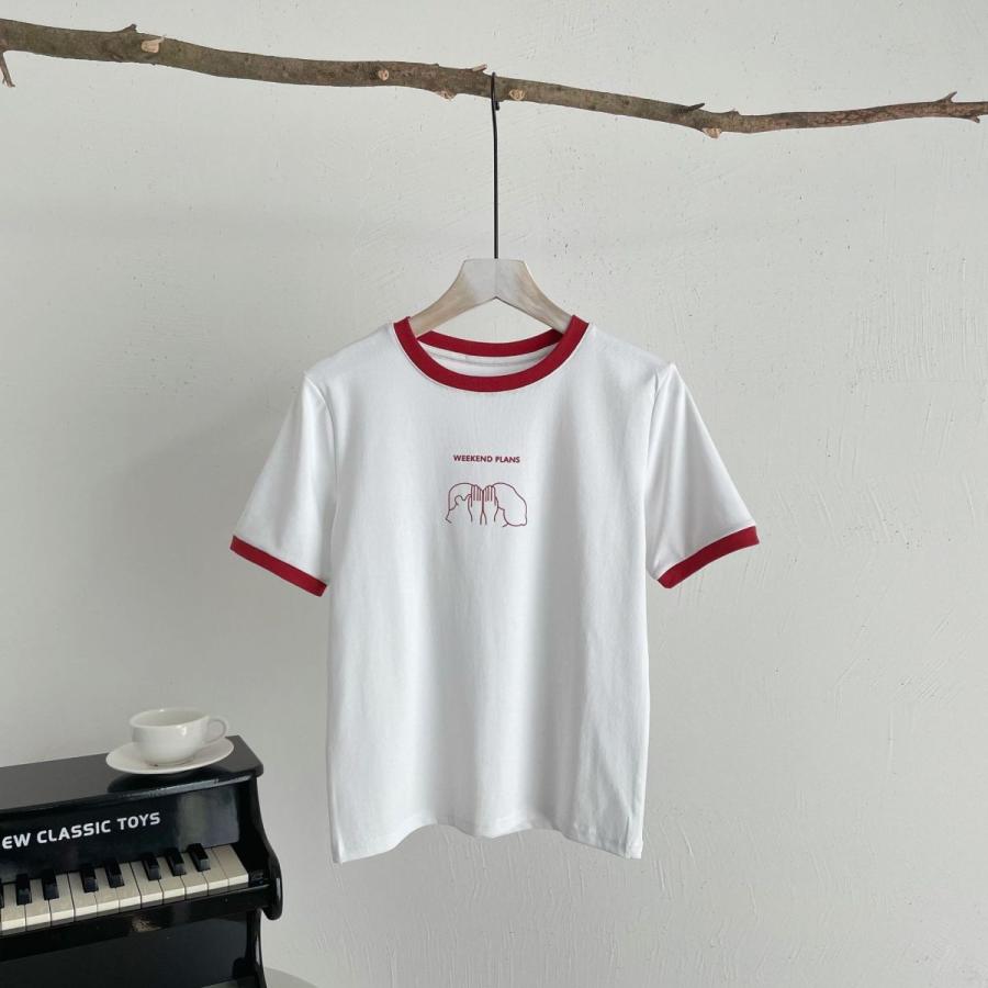 Tシャツ レディース 半袖 韓国 白 ベージュ ピンク 赤 ティーシャツ トップス ホワイト 夏 春 双子コーデ おそろい 可愛い おしゃれ Item 0035 Natty Company 通販 Yahoo ショッピング