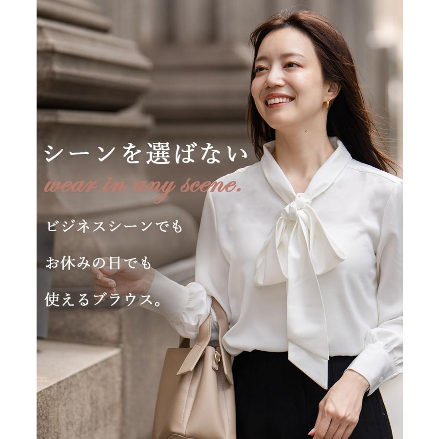 定価2.7万✨LOEFF シアーリボンタイブラウス ボウタイ 長袖 ホワイト ブラウス ボウタイ 長袖 リボン トップス リボンタイ ワイシャツ