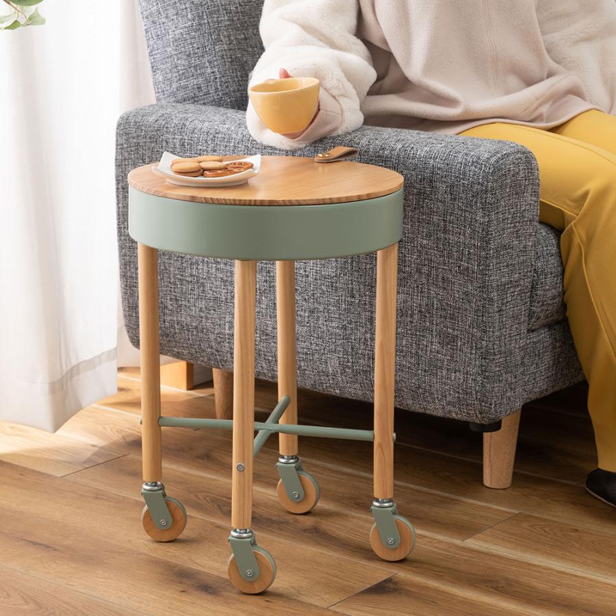 収納できる回転サイドテーブル★ウォルナット★家具　パソコン　コーヒー　花台 収納できる回転サイドテーブル☆ウォルナット☆家具 パソコン コーヒー