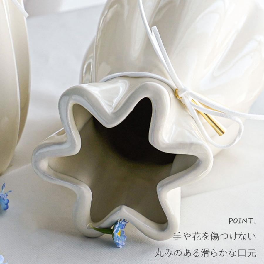 Natty＆Company 花瓶 花びん フラワーベース セラミック 陶器 リボン