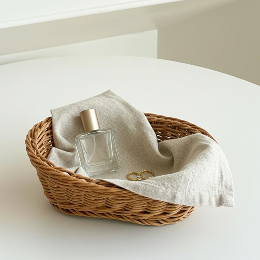 収納 バスケット ラタン調 かご プラスチック 楕円 3サイズ S M L 小物