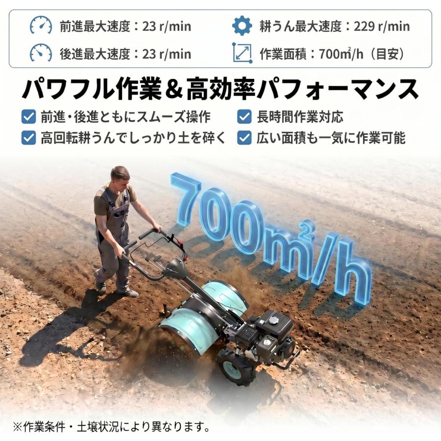 Kareyou 耕うん機 エンジン式 212cc 高出力 リヤロータリー 後方回転