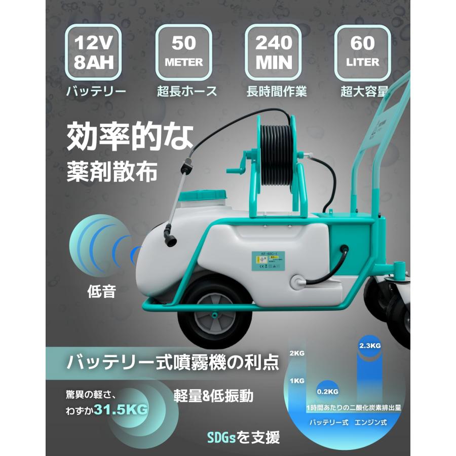 噴霧器 バッテリー式噴霧器 10 Mpa 60L 静音 流量6.0L/min 噴霧器 バッテリー式噴霧器 10 Mpa 60L 静音 流量6.0L/min 農業用 除草