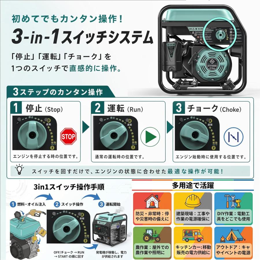 ☆即納☆ Kareyou 発電機インバーター発電機 4.0kVA 最大4.5kVA