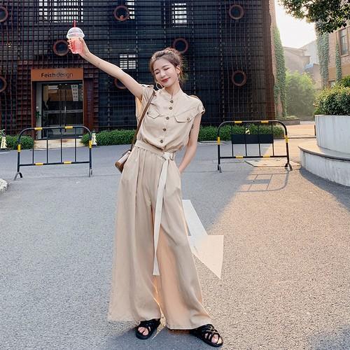 超p祭sale オールインワン レディース ファッション 40代 30代 春 夏 秋 ワイド ボタン ベルト こなれ感 大人カジュアル 2色 カーキ ベージュ Al0008 ナチュリリア 通販 Yahoo ショッピング