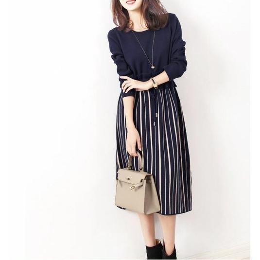 期間限定SALE ドッキングワンピース 40代 通勤 オフィス ひざ丈 ワンピース レディース ファッション 30代 50代 きれいめ 上品