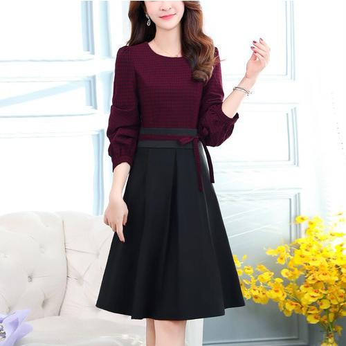 新品正規品 ドッキングワンピース 代 30代 40代 50代 通勤 オフィス ひざ丈 ワンピース レディース ファッション きれいめ 上品 女性 秋 春 ラウンドネック 中古 通販 Shirleyryan Ca