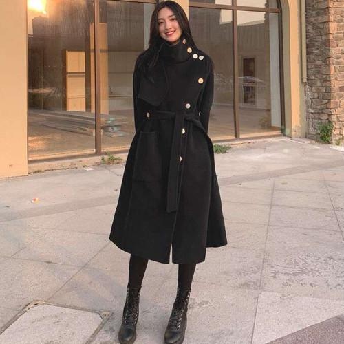 ロングコート レディース 代 30代 40代 50代 ファッション 女性 カジュアル 冬 秋 スタンドカラー ドロップショルダー ウエストベルト おしゃれ 高い素材