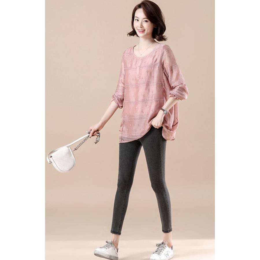 ブラウス レディース 代 30代 40代 50代 カジュアル チュニック ファッション ラウンドネック 刺繍ブラウス 夏服 大人カジュアル 女性 春 秋 長袖 大きい割引 ファッション