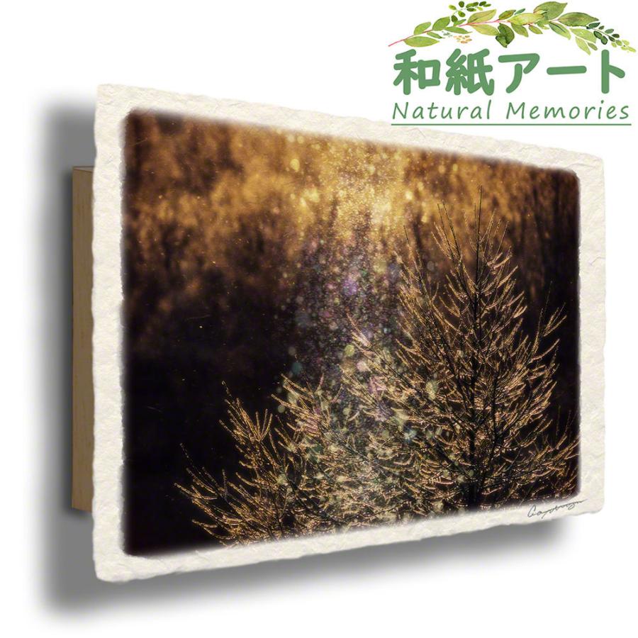 新作 風水 玄関 絵 金運 絵画 トイレ 和紙 森 黄金色 冬 ダイヤモンドダストと凍ったカラマツ 木 アートパネル