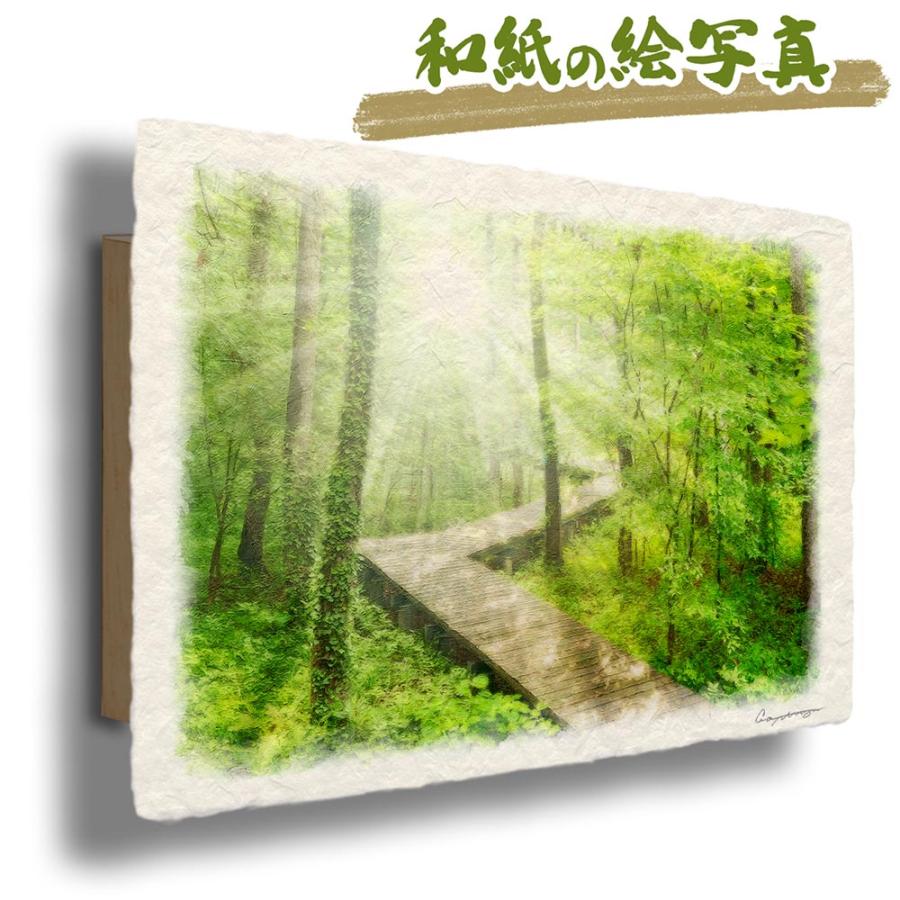 ショッピング 玄関 インテリア 絵 おしゃれ 風水 絵画 和紙 アートパネル 初夏 木 森 朝日の新緑の木道 Babylonrooftop Com Au