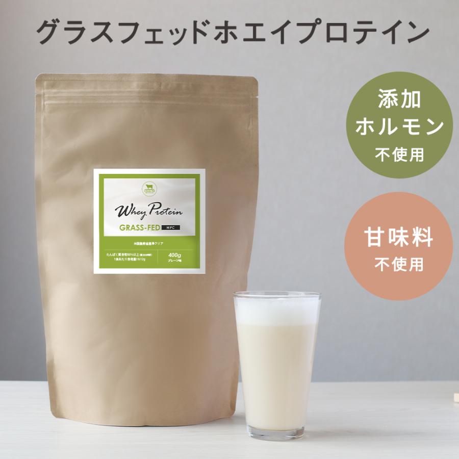 グラスフェッド ホエイプロテイン 400g WPCプロテイン 無糖 甘味料不
