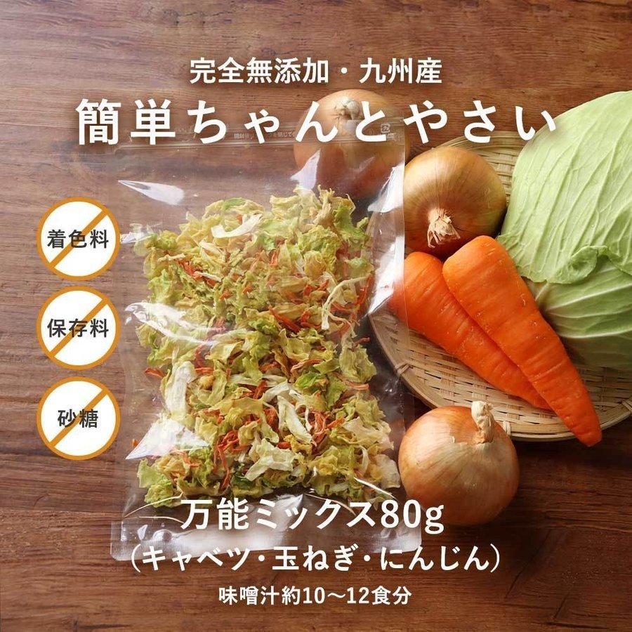 九州産 無添加 乾燥野菜ミックス 簡単ちゃんとやさい 万能 ミックス 80g 味噌汁の具 贈答品 国産 にんじん キャベツ メール便a 玉ねぎ Tsg