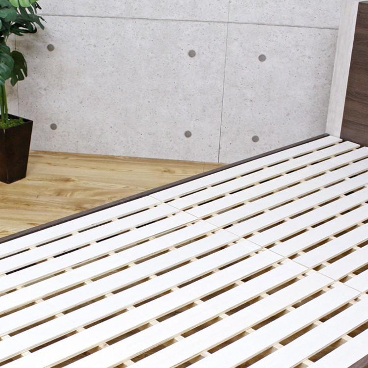 ダブルベッド フレーム すのこ ベッド LEDライト仕様 宮 脚付 ２口 コンセント付 スタイリッシュ ダブル インテリア 家具 ※ベッドフレーム単品 