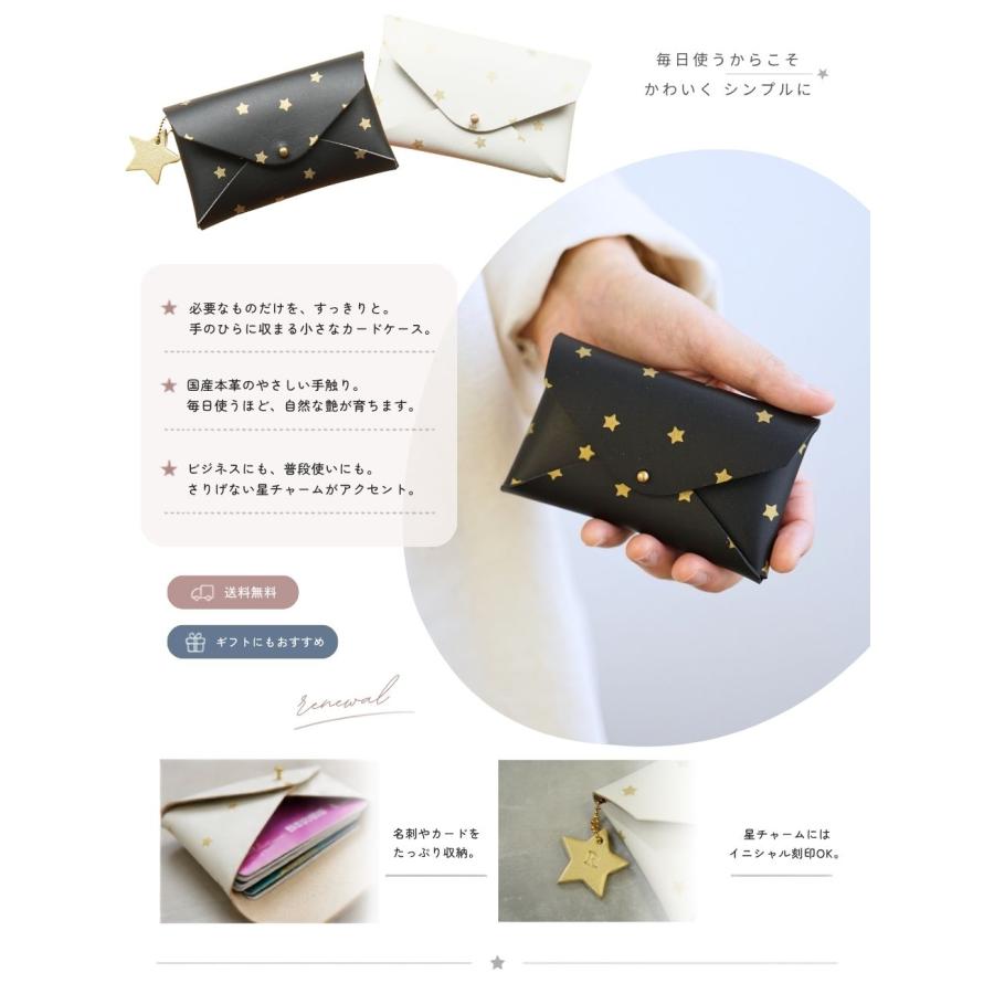 名刺入れ レディース 本革 カードケース 国産 星柄 hoshinootoブランド [Orion] かわいい 小物入れ 革 レザー |  | 03