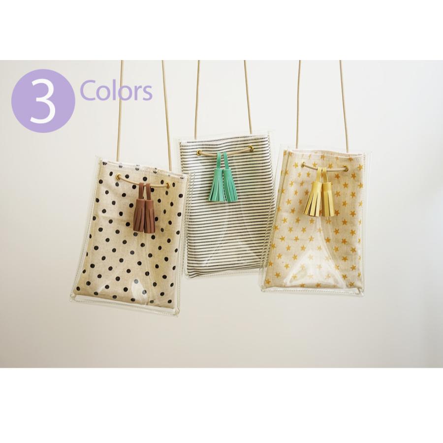 スマホポーチ レディース 縦型 ミニショルダー クリアバッグ かわいい おしゃれ 本革タッセル付き hoshinootoブランド |  | 10