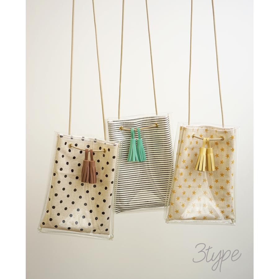 スマホポーチ レディース 縦型 ミニショルダー クリアバッグ かわいい おしゃれ 本革タッセル付き hoshinootoブランド |  | 04