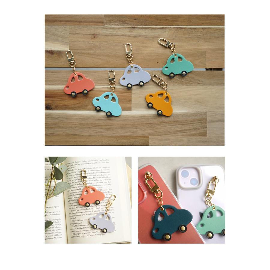 バッグチャーム 革 くるま かわいい ネームタグ 名入れ お名前刻印 hoshinootoブランド |  | 09