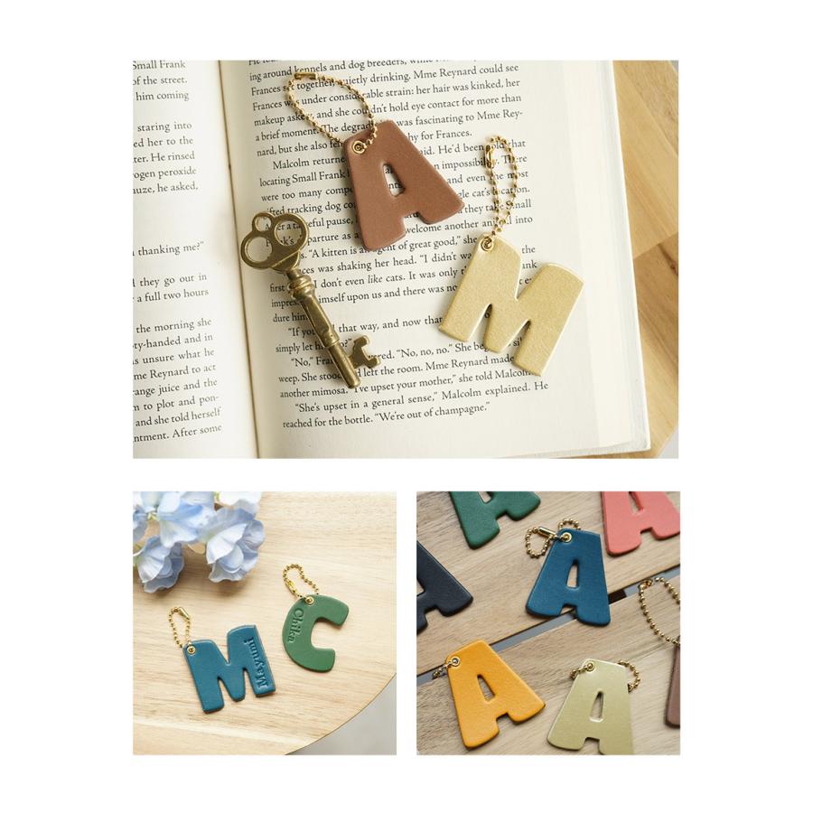 A〜M】 バッグチャーム 革 アルファベット かわいい イニシャル