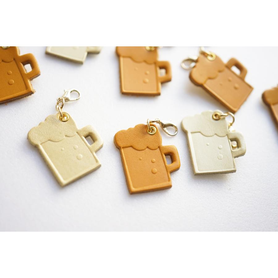 バッグチャーム ビール びーる かわいい 大人 本革 チャーム hoshinootoブランド |  | 01