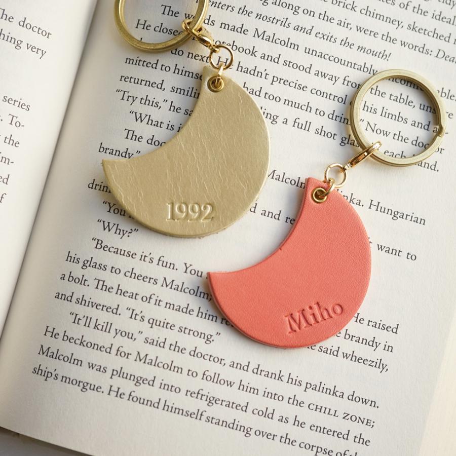 バッグチャーム 革 月 かわいい ネームタグ 名入れ お名前刻印 hoshinootoブランド |  | 06