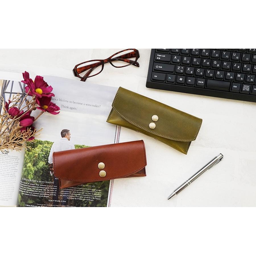 本革メガネケース ダブルボタン 栃木レザー |  | 01