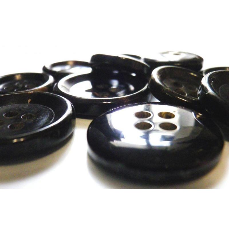 本水牛ボタン 28mm 黒 ツヤ有り No.540 コート用大きな水牛ボタン