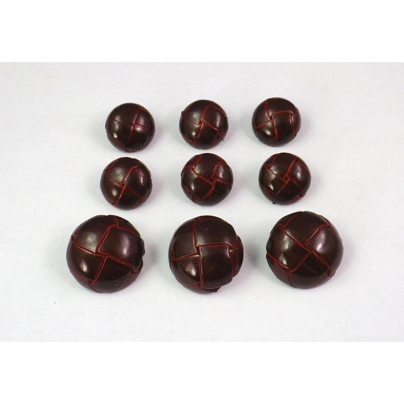 皮ボタン 革ボタン ツヤ有 高級な金属足 茶色 お得なジャケット1着分