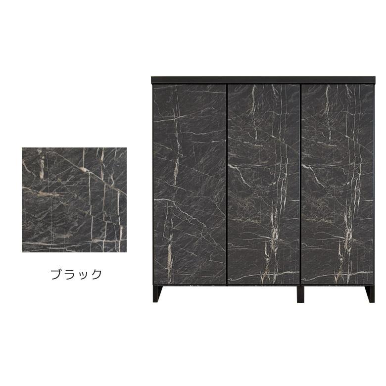靴箱 下駄箱 完成品 国産 日本製 幅90cm おしゃれ 石目調 石目模様 モダン シューズボックス 90 収納 フルオープン ブラック ホワイト_6