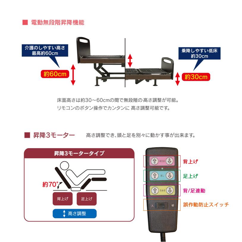 ブランド登録なし - 爆買 電動寝台 3原動機 虚蝉ダブル 介護 介護寝台 電動 高さかい繕う 電動リクライニング セミダブルベッド LEDともし火 差し込み 電動昇降 昇降役立つこと付き添い人