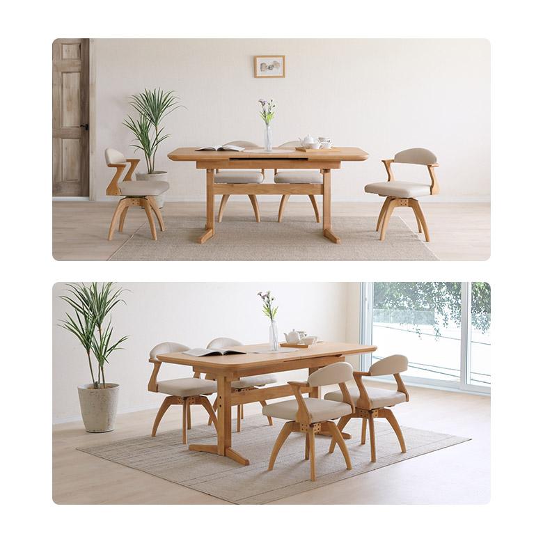 伸長式 ダイニングテーブル エクステンションテーブル 単品 130cm 160cm 伸長 伸縮 木製 天然木 北欧 おしゃれ_7