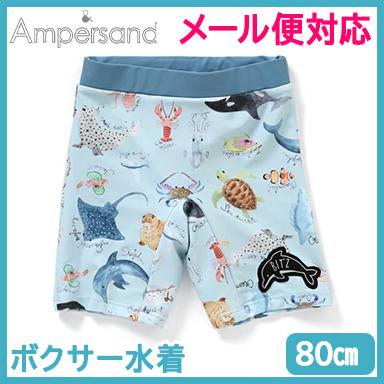 BIT'Z ビッツ 海の生き物図鑑柄 ボクサー水着 サックス 80cm UVカット