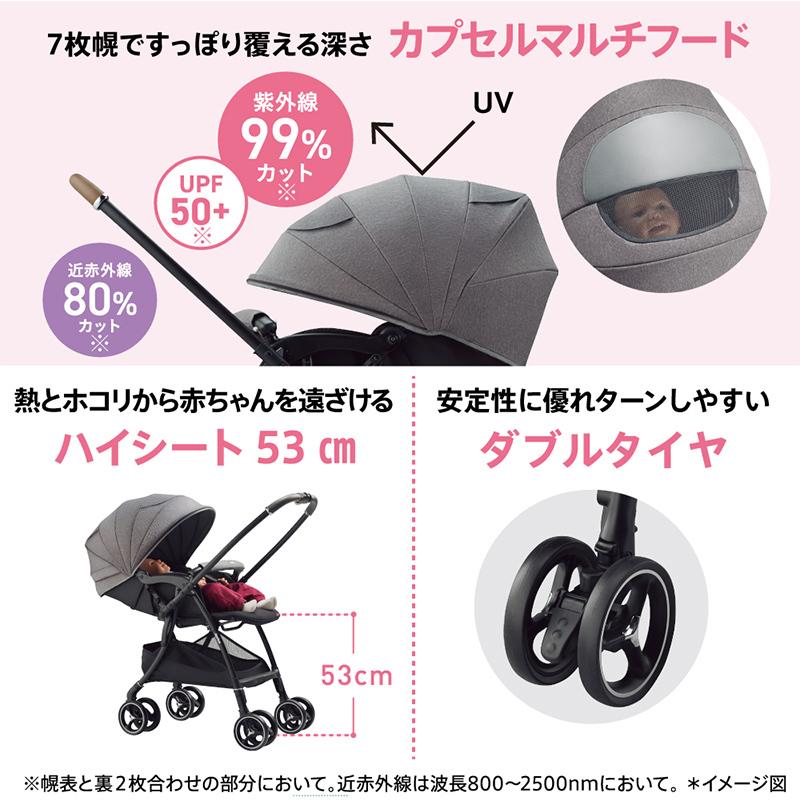 アップリカ【美品】ラクーナクッション　ベビーカー　ネイビー紺 美品】Apria アップリカ ラクーナクッション ベビーカー オート4