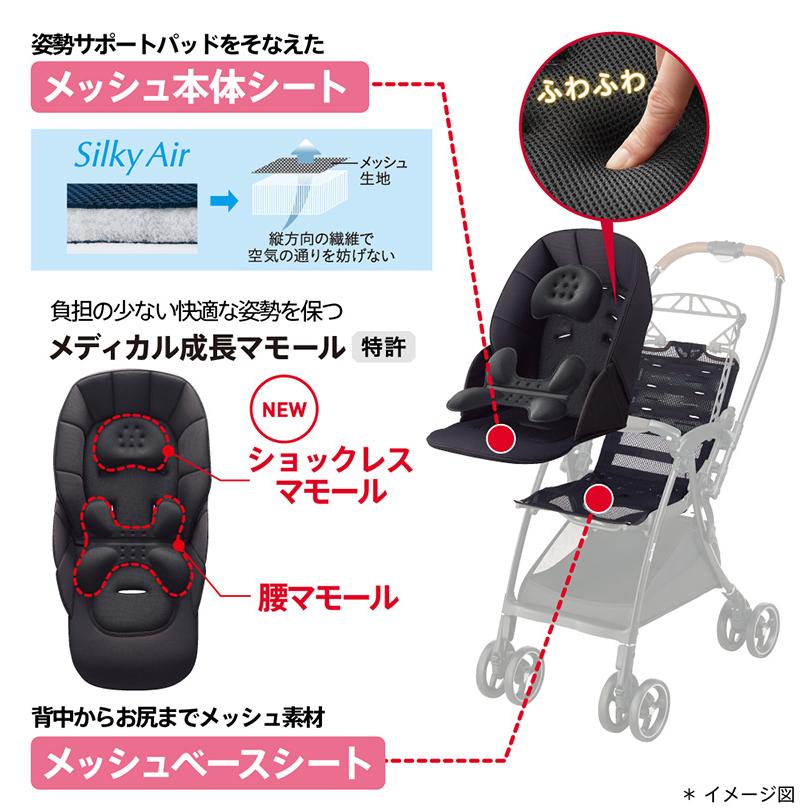 アップリカ ベビーカー a型 ラクーナ クッション AF ネイビー NV