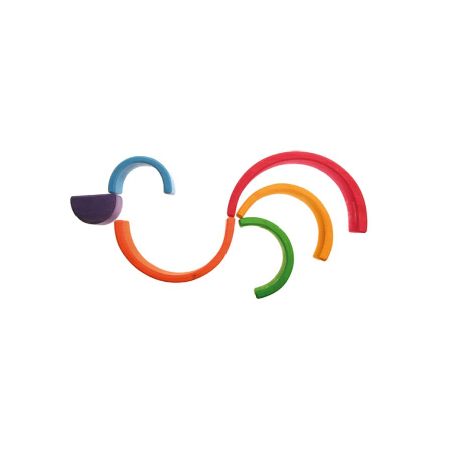 グリムス社 アーチレインボー 小 虹色 トンネル 積み木 木の