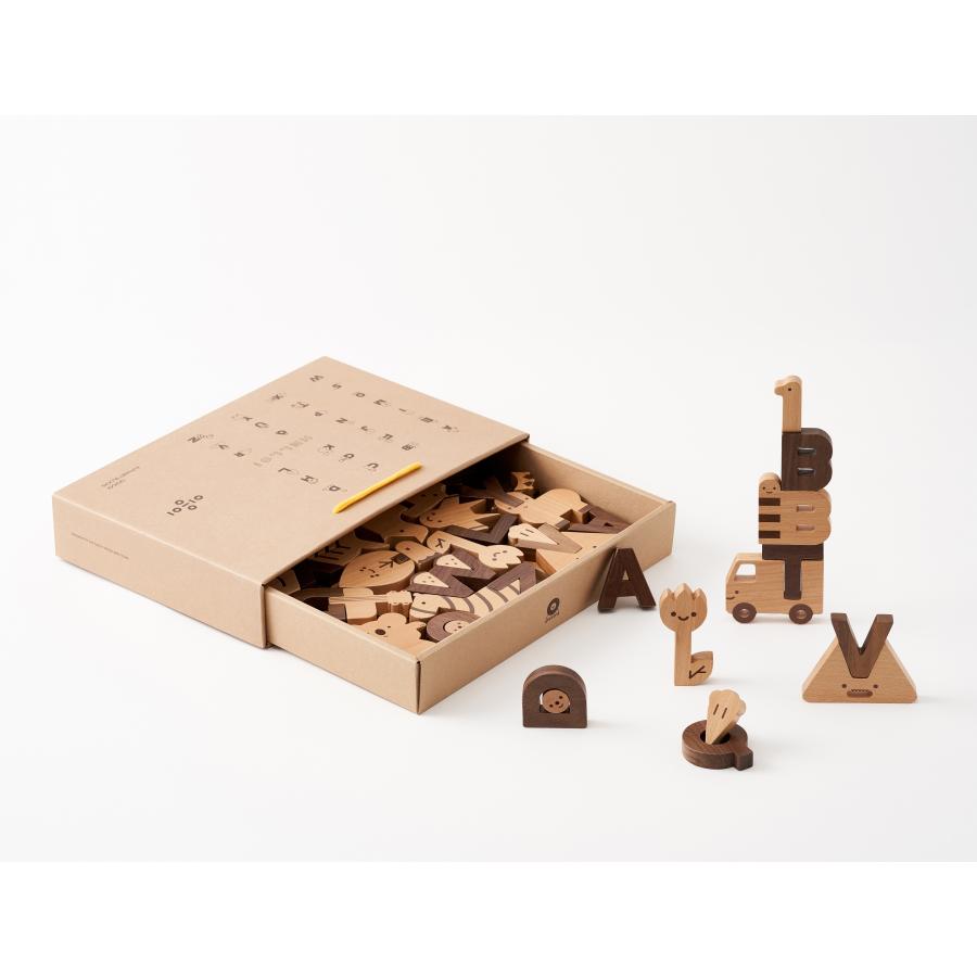 oioiooi アルファベットブロックセット 木のおもちゃ 知育玩具 つみき