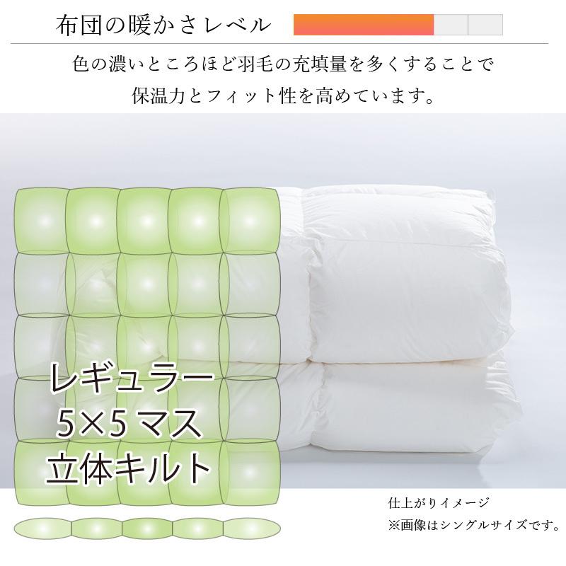 羽毛布団 セミダブル ロング 掛け布団 レギュラー 本掛け TE270-PPST98 480dp グースダウン98%使用 超軽量ドイツ製生地：綿100% 一般的な冬布団の保温性の画像
