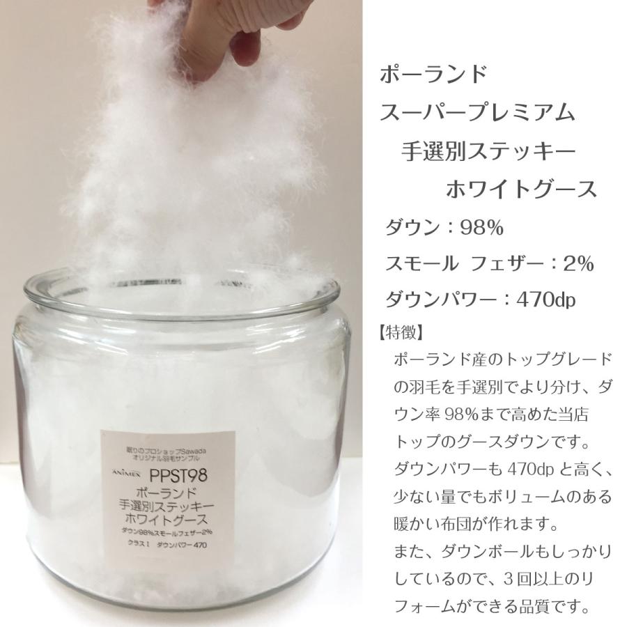 羽毛布団 セミダブル ロング 掛け布団 レギュラー 本掛け TE270-PPST98 480dp グースダウン98%使用 超軽量ドイツ製生地：綿100% 一般的な冬布団の保温性の画像