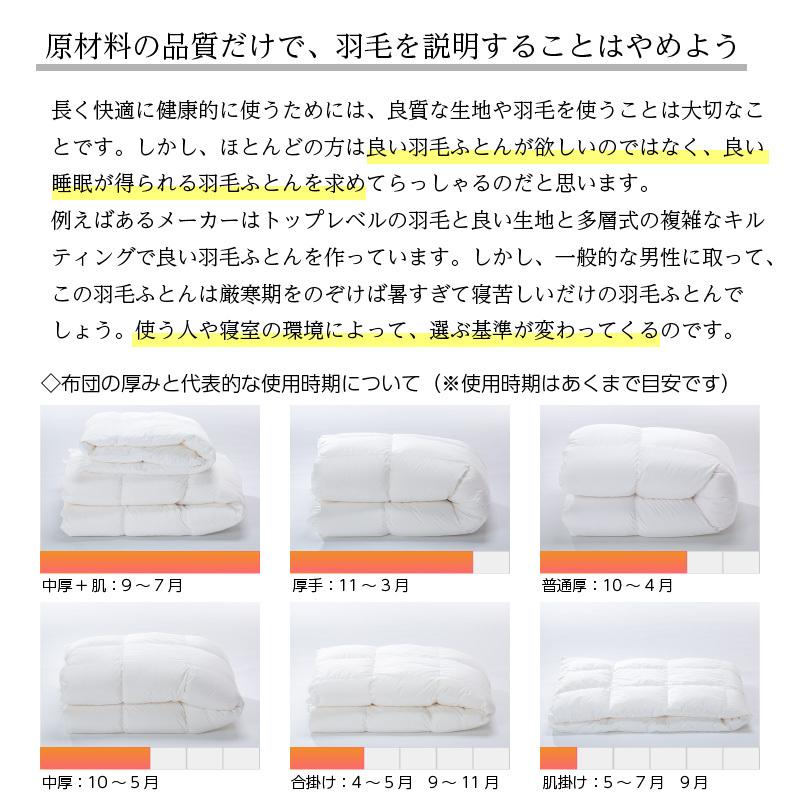 羽毛布団 セミダブル ロング 掛け布団 レギュラー 本掛け TE270-PPST98 480dp グースダウン98%使用 超軽量ドイツ製生地：綿100% 一般的な冬布団の保温性の画像
