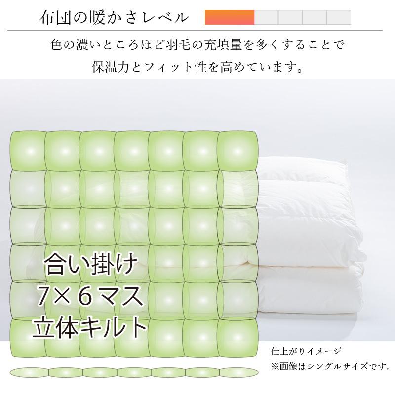 羽毛布団 キング ロング 合掛け 布団 ポーランド クロネツキ農場固有種 ホワイトグースダウン 80番手軽量日本製生地：綿100% レギュラーの2分の1_1