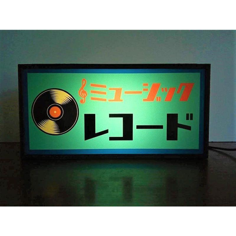 レコード ミュージック ショップ お店 昭和 レトロ 看板 置物 雑貨 LED2wayライトBOX :20230502101152-01333