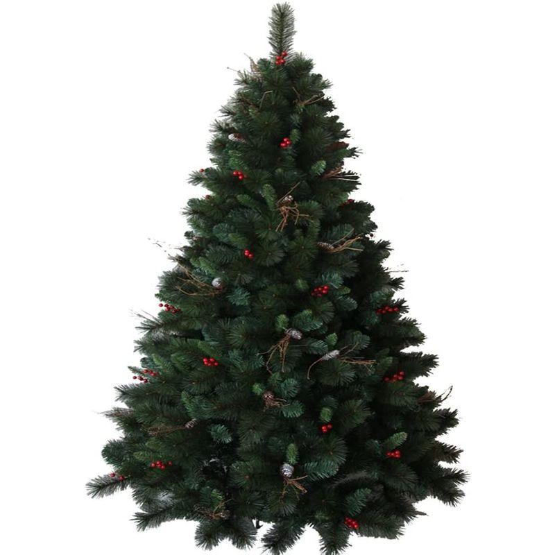 最高級リッチ　クリスマスツリー　150cm　濃密度２種類のボリューム感がとても良い枝のツリー　ドイツ、ベルギー輸出専用　赤い実と松ぼっくり付