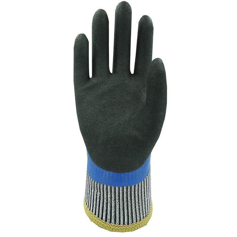 作業用手袋　ウィード　防寒・耐油　(10双入り)　ブルー　ニトリルゴム　DEVOLG　グリップ　DE-538　Mサイズ