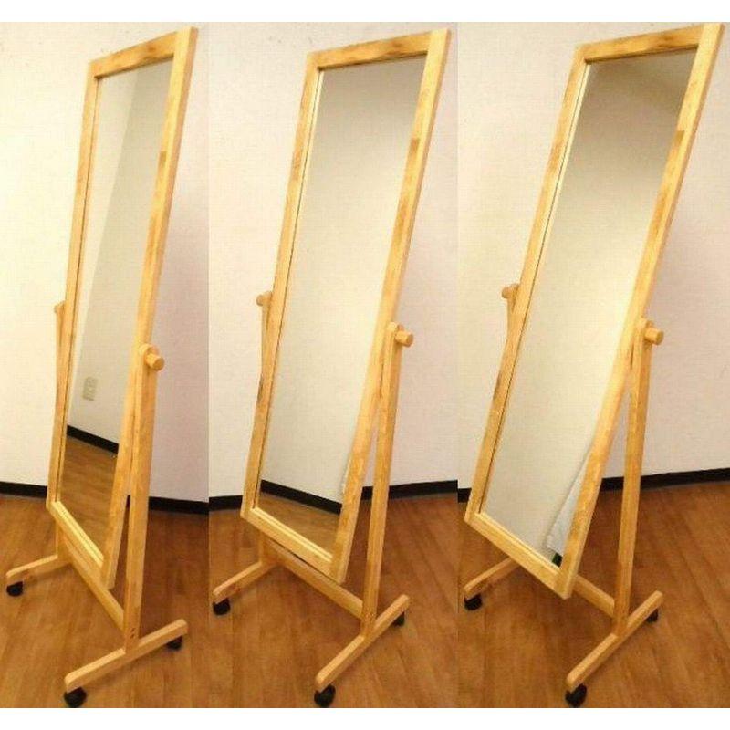木製スタンドミラー キャスター付き スタンドミラー 姿見 木製 約幅50cm （ ミラー 全身鏡 鏡 かがみ