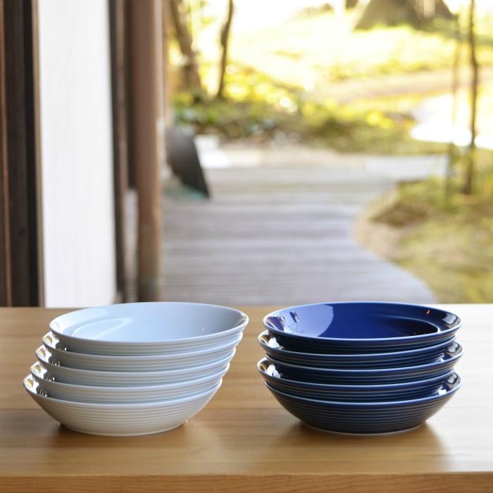 白山陶器 銘々皿セット 淡いブルーの葉がおしゃれな角皿セット 22cm ホーム