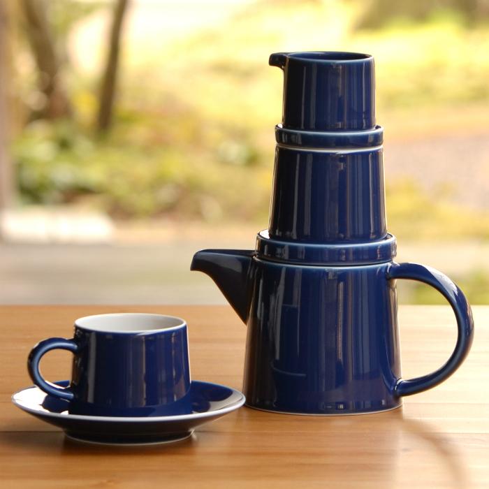 白山陶器 和食器 おしゃれ 波佐見焼 M型シリーズ M型ポット ブルー